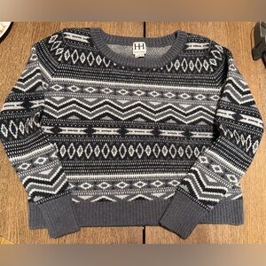 Haute Hippie black/white/grey Fair Isle 100% Wool Sweater • Size XS/S